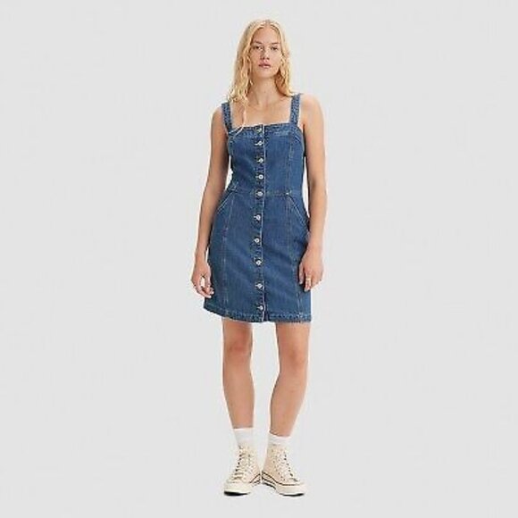 Levi's Blue Denim Mini Dress - Picture 1 of 9
